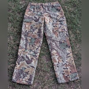 Cabela's Men's Camo Cargo Hunting Pants Size 34x34 Polyester vintage RN56835